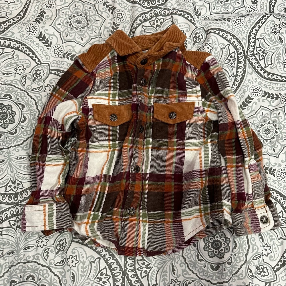 Toddlers Brown Winter Button Down - Picture 1 of 4